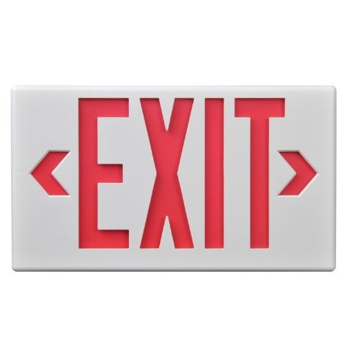 Exit Sign, White, 1 or 2 Face(s), LED, Universal Mount, Not Battery Powered LPX6