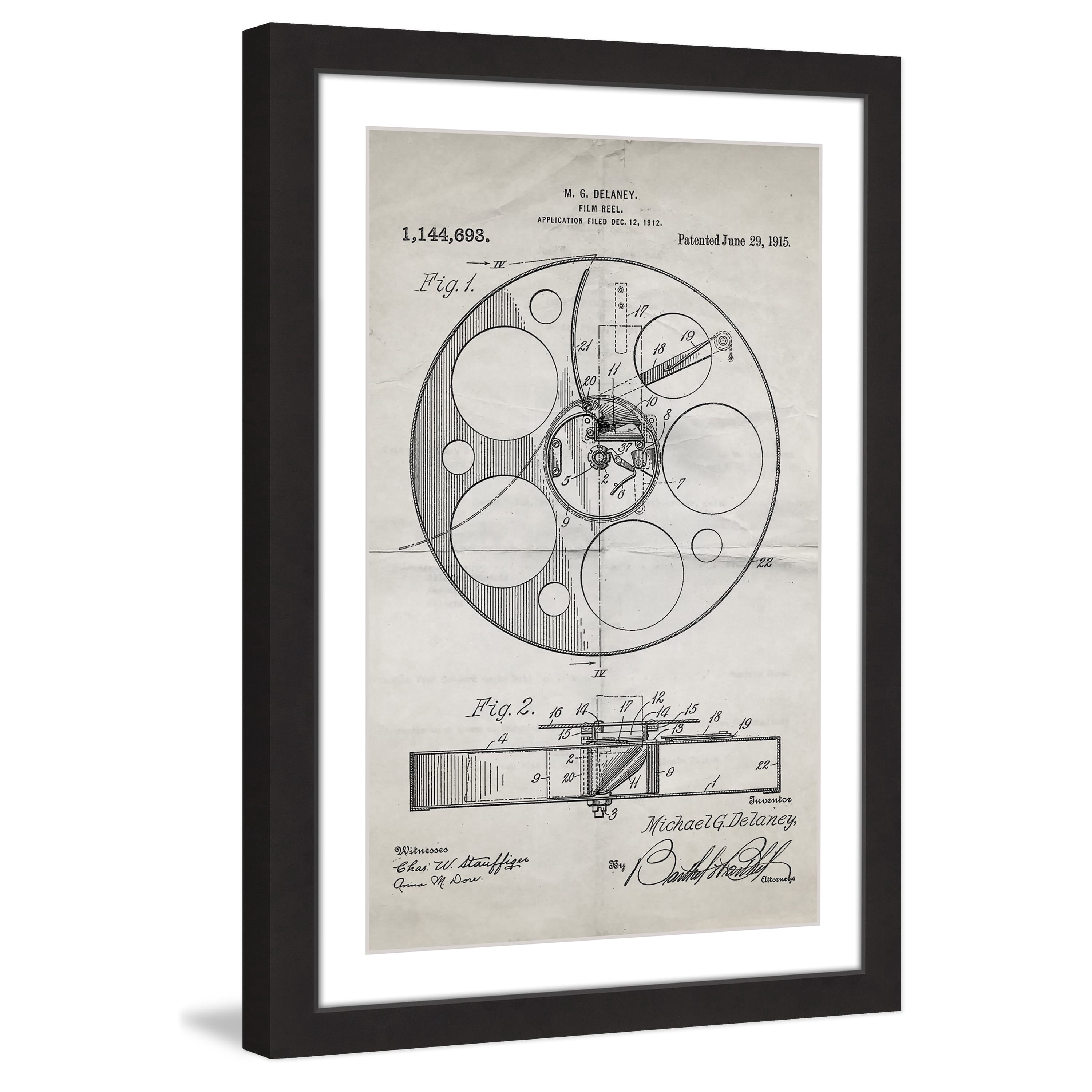 "Film Reel 1915 Old Paper" Framed Painting Print