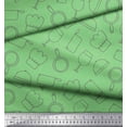 thumbnail image 2 of Soimoi Green Rayon Fabric Chef Cap & Fry Pan Kitchen Printed Craft Fabric by the Yard 56 Inch Wide, 2 of 3