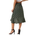thumbnail image 3 of INSPIRE CHIC Floral Skirt for Women's Casual Drawstring Side Asymmetrical Ruffled Midi Skirt Black S, 3 of 5