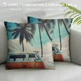 thumbnail image 3 of Nawypu  Throw Pillow Covers Vintage Car Parked Tropical Beach Seaside A Surfboard Decor Pillowcases Square Hidden Zipper Home Cushion Decorative Pillowcase, 3 of 5