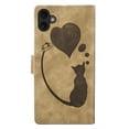 thumbnail image 3 of For IPhone 17 6.3" Cat Patterned Embossed Strong Magnetic Attachment/Closure, Card Slots/Pocket, PU Leather Flip Wallet Case ﻿,Brown,For iPhone 17, 3 of 7