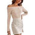 thumbnail image 4 of CoCopeaunts Women's Long Sleeve Off Shoulder Tunic Sweater Fall Winter Sexy Ribbed Knit Slim Fit Crop Tops, 4 of 6