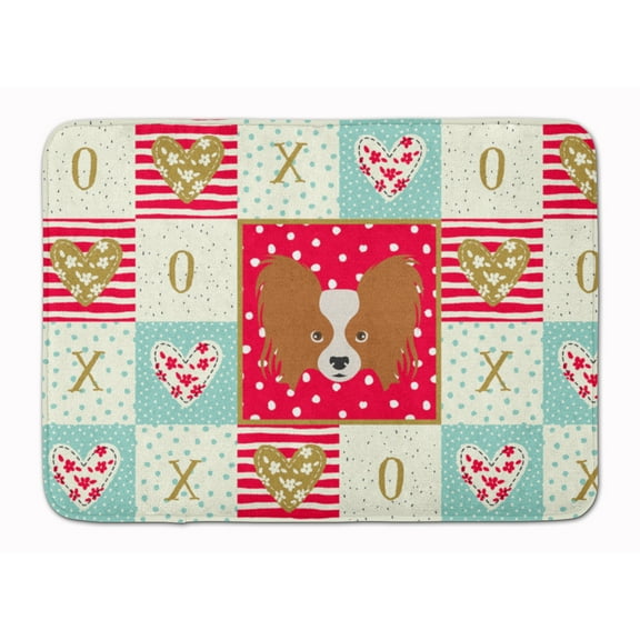 Papillon Love Machine Washable Memory Foam Mat Red
