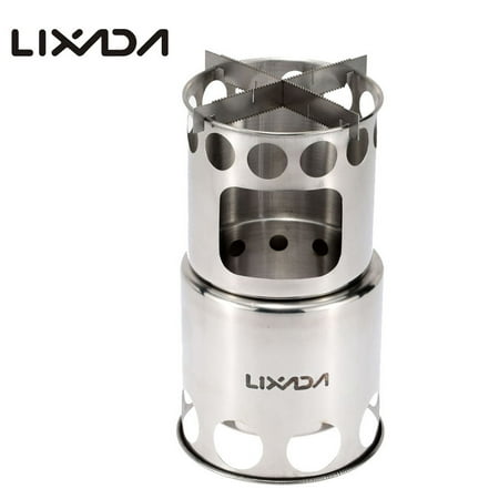 Lixada Portable Stainless Steel Lightweight Wood Stove Outdoor Cooking Picnic Camping (Best Outdoor Wood Burner)