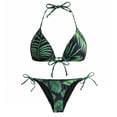 thumbnail image 5 of Sokhug Womens Floral Bikini Set Mesh Cover Up Tie Side Triangle Top Thong Bottom Three Piece Swimwear, 5 of 9