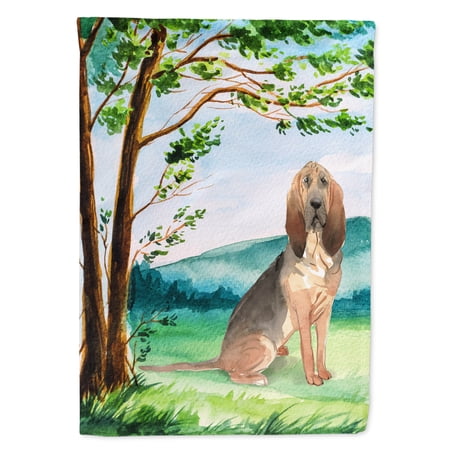 Carolines Treasures CK2581GF Under the Tree Bloodhound Flag Garden Size Small multicolor