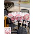 thumbnail image 5 of Outdoor Tablecloth with Umbrella Hole for Patio/Picnic/Party/Camping, Galentine's Day Waterproof Table Cloth Square Cover Washable, Pink Gnomes Love Heart Grey Plaid (54"x 54"), 5 of 8