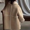 thumbnail image 6 of LIJCC Kids Girls Sherpa Fleece Lined Jacket Faux Suede Lined Plush Shearling Oversized Long Jacket Suede Button Down Windproof Lapel Coat Winter Thick Fluffy Outerwear, 6 of 6
