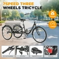 thumbnail image 5 of Adult Tricycle 7 Speed, 24 Inch 3 Wheel Bikes Extended Rear wheelbase Tricycle Wheel Bike w/Rear Basket for Women/Children Seniors Maximum Load 550lbs, 5 of 7
