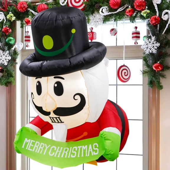 Supply Sure 3.5FT Christmas Nutcracker Inflatable Decoration – Waterproof Polyester Indoor Outdoor Holiday Decor, Lightweight, Colorful Gift Box