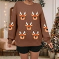 thumbnail image 5 of larppty Womens Oversized Christmas Sweaters Crewneck Reindeer Graphic Knit Long Sleeve Santa Xmas Pullover Sweater (Brown, L), 5 of 8