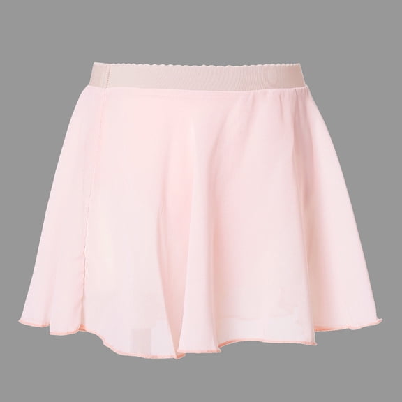 Ballet Skirts for Girls Solid Color Chiffon Pull On Elastic Dance Wear Pink M