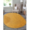 thumbnail image 4 of Beautiful Indian Handmade Braided Pure Yellow Jute Area Rug Size - 2.3 x 4 Feet Oval (69 cm x 122 cm), 4 of 5
