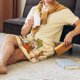 thumbnail image 5 of Balery Gnomes Happy Thanksgiving Pantalones cortos de pijama de punto de algodón para hombre con cinturilla y bolsillos-Small, 5 of 6