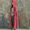 thumbnail image 5 of idosla Womens Casual Long Sleeve Open Cardigan Warm Hooded Outwear Coat Cable Knit Long Cardigan Sweaters with Pockets (Hot Pink, 3XL), 5 of 6