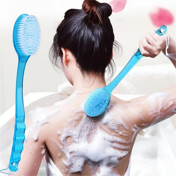 Triani 2Pcs Back Scrubber for Women Men 14 inch Long Handle Back Massage, Back Brush, Exfoliating Shower Cleaning Brush, Blue