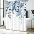 thumbnail image 6 of Eucalyptus Plant Shower Curtain, Floral Fabric Shower Curtain Set with 12 Plastic Hooks, Water Resistant, Watercolor Leaves Botanical Natural Shower Curtains for Bathroom, 72x72, Navy Blue, 6 of 6