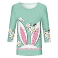 thumbnail image 4 of BOOMILK Easter T Shirts for Women Casual Round Neck Day Cute Printing 3/4 Sleeve Regular Shirt Top, 4 of 4