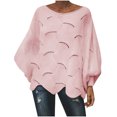 thumbnail image 2 of Sweaters for Women 2025 Oversized Hollow Out Crochet Irregular Hem Batwing Boat Neck Jumper Womens Pullover Sweaters, 2 of 5