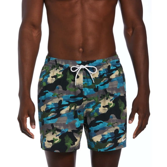 Men's Nike 5" Classic Camo Swim Trunks Color: Black Size: XL