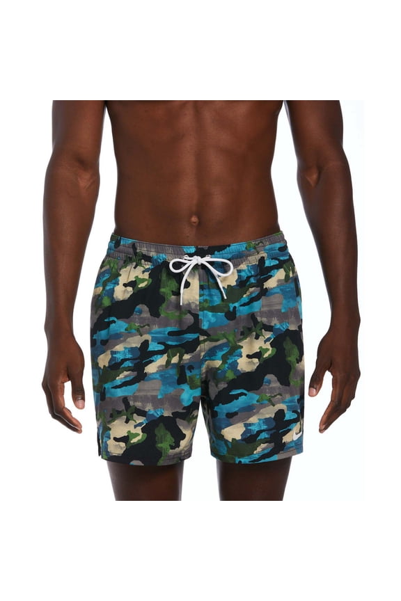 Men's Nike 5" Classic Camo Swim Trunks Color: Black Size: XXL