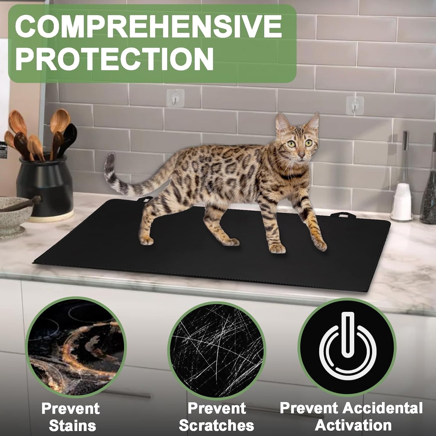 Topboutique Stove Top Cover,Fireproof Electric Stove Mat,Ceramic Glass Cooktop Protector Mat,Heat-Resistant Cooktop Cover Mat,Waterproof,Anti-Slip,Rubber Thick Induction Cooktop Protector,24''x21''