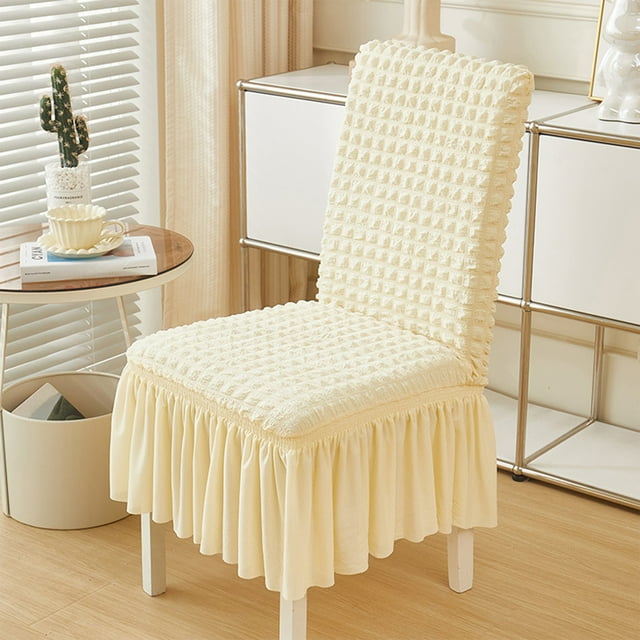 Uklsqma Stretch Polyester Chair Cover Removable Washable Elastic Slip-Resistant Full Seat Protector for Dining Kitchen Office Banquet Hotel Chairs | Red Yellow Gray White