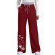 thumbnail image 2 of Gibobby leggings moda Pantalones largos de mujer con bolsillos Pantalones deportivos casuales Pantalón con cordón de cintura alta Pantalones de pierna recta Pantalón deportivo（Rojo， M), 2 of 5