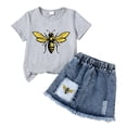 thumbnail image 4 of Kids Girl Clothes Print Short Sleeve Top and Shorts Toddler Girl Summer Outfits Short Set 6-12 Months 12-24 Months 2t 3t 4t 5t 6t 7t 8t 9t Children 4 Years, 4 of 4