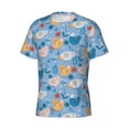 thumbnail image 5 of Vsdgher Cute Chickens and Flowers Print Men's Dry Fit Mesh Athletic Shirts Moisture Wicking Tennis T-Shirt Tops, 5 of 9