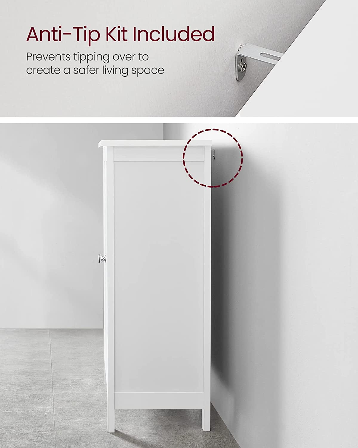 Freestanding Storage Cabinet with 2 Adjustable Shelves, Multi-Room Floor Organizer for Living Room Bathroom Kitchen, 31.5 Inch, White