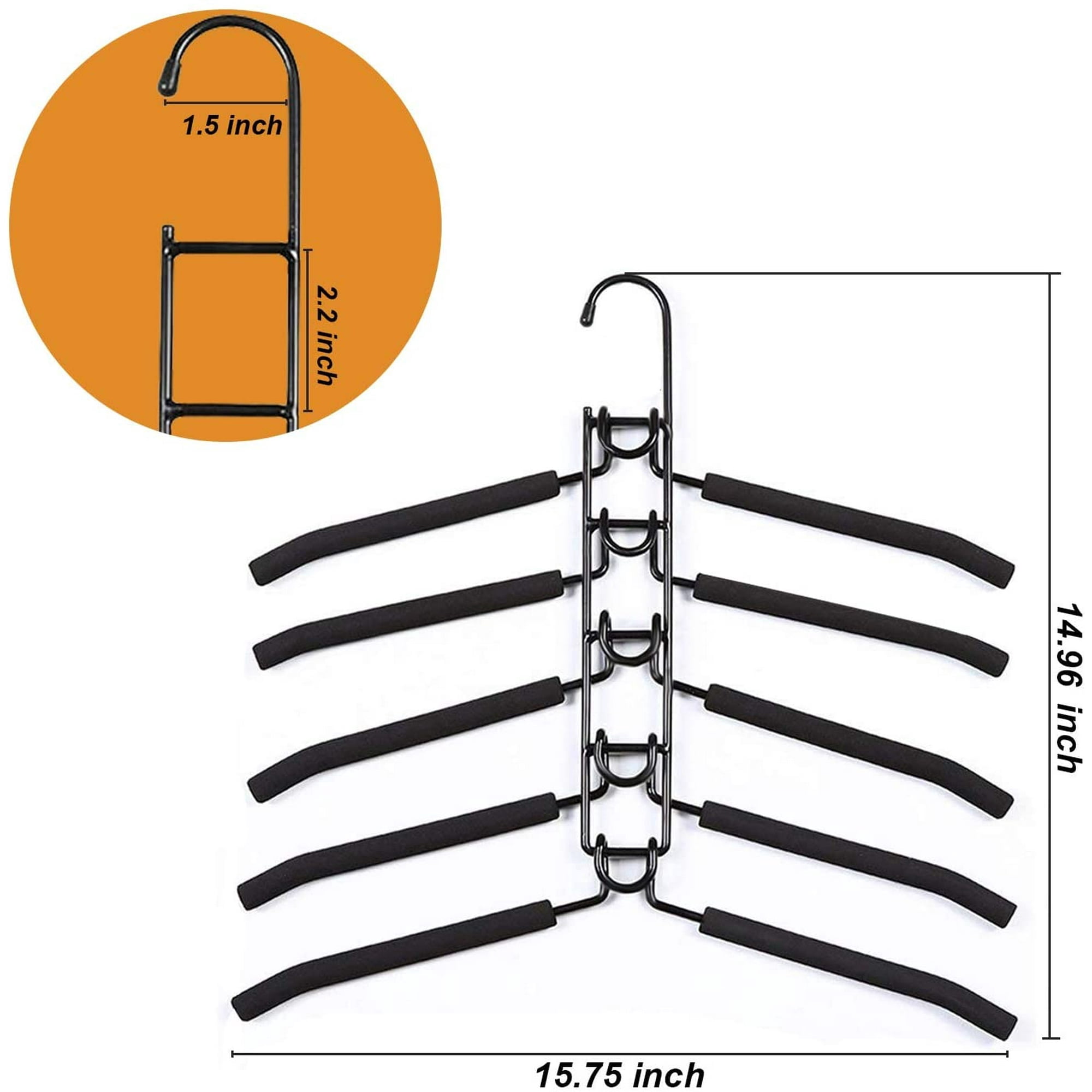 4 Pack 5-in-1 Multi-Layer Closet Hangers, Space Saving Non-Slip Foam Padded Heavy Duty Hanger for Coats, Sweaters, Suits & Shirts, Closet Organizer Storage