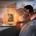 thumbnail image 7 of WOBOGO Blonde Lass Playing The Piano Bedroom Table Lamp USB Power Connector Wooden Base Round Linen Shade For Living Room Desk, 7 of 7