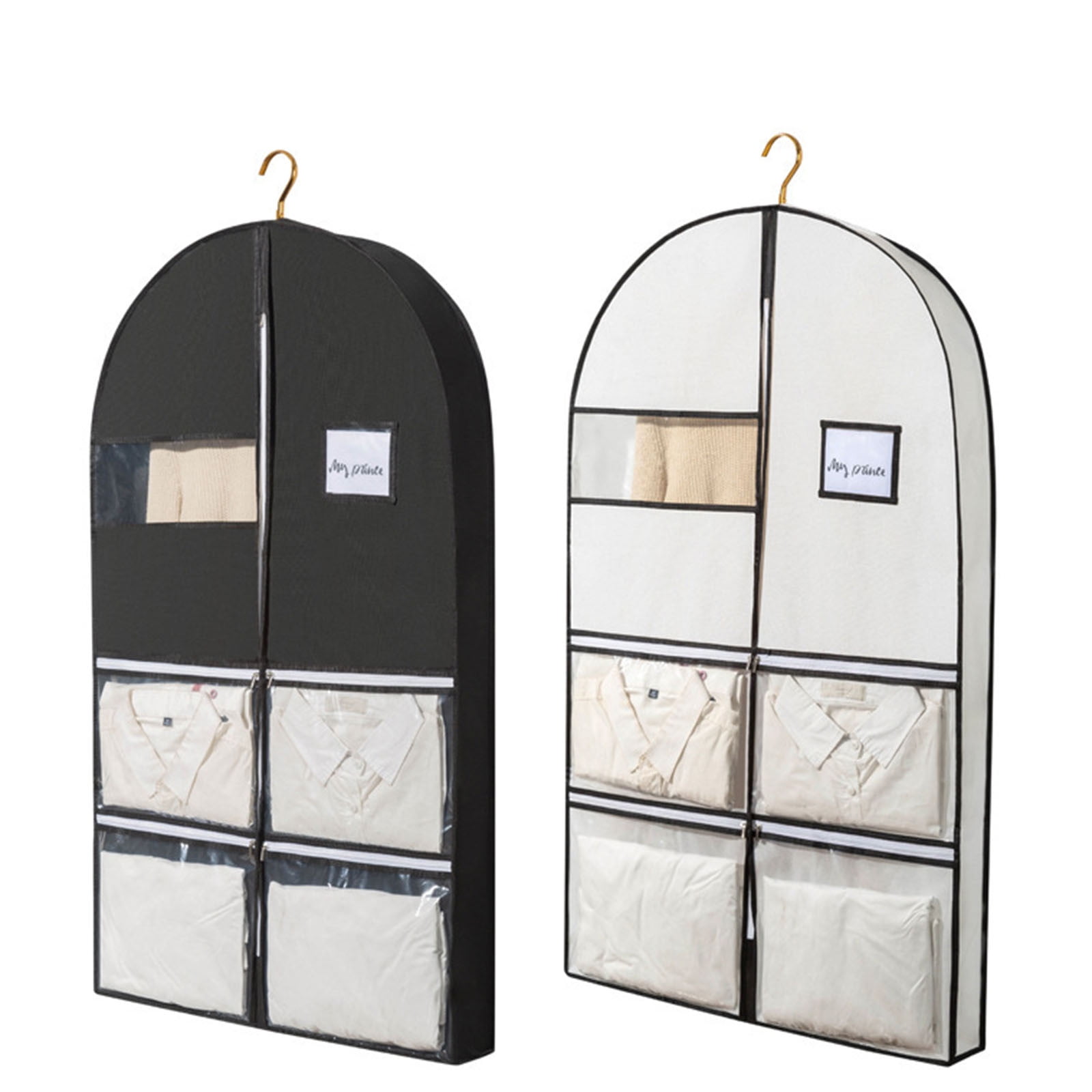 1-3PC Suit Bags Hanging Garment Bags with Window for Coats Jackets Dresses Closet Organizer Space Saving Storage Solution for Travel Packing Non Woven