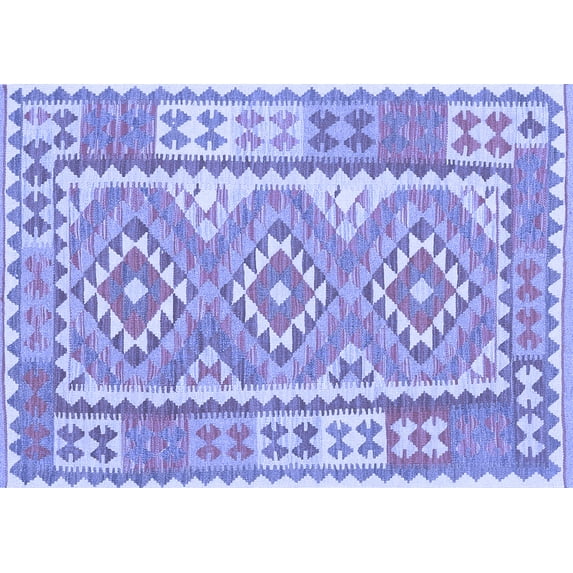 Ahgly Company Machine Washable Indoor Rectangle Oriental Blue Traditional Area Rugs, 6' x 9'