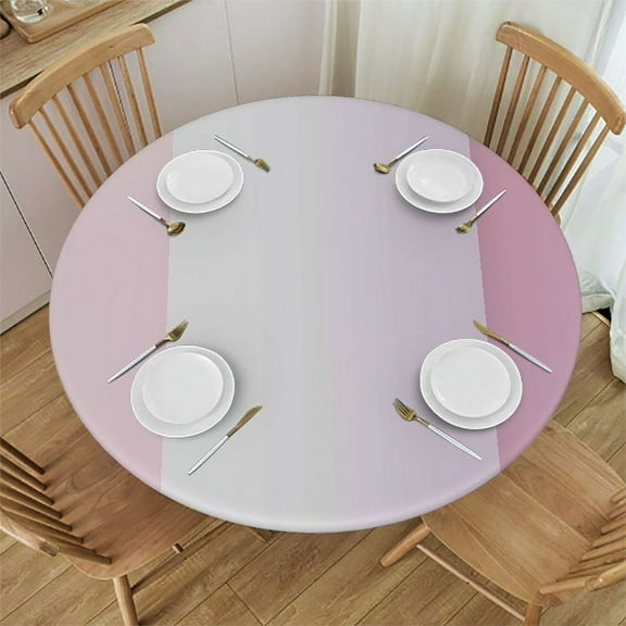 Abstract Round Tablecloth Pink White