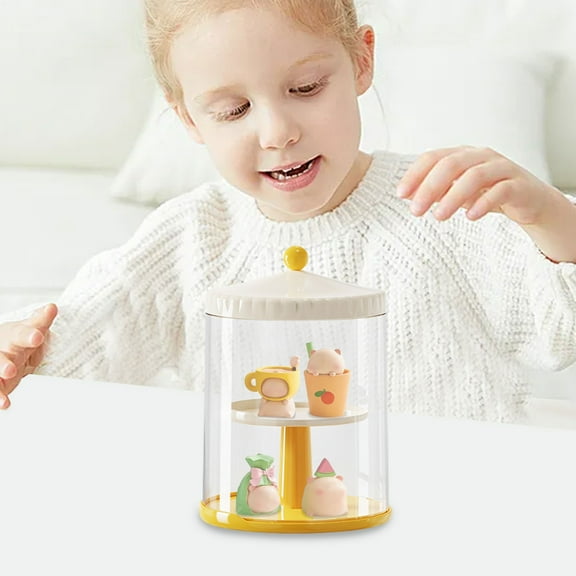 Hovmgk Rotating Blind Box Storage Display Rack, 360° Rotating Toy Storage Box with Transparent Cover, Adjustable Height, Multifunctional Organizer for Collectibles & Home Décor, Green/Yellow