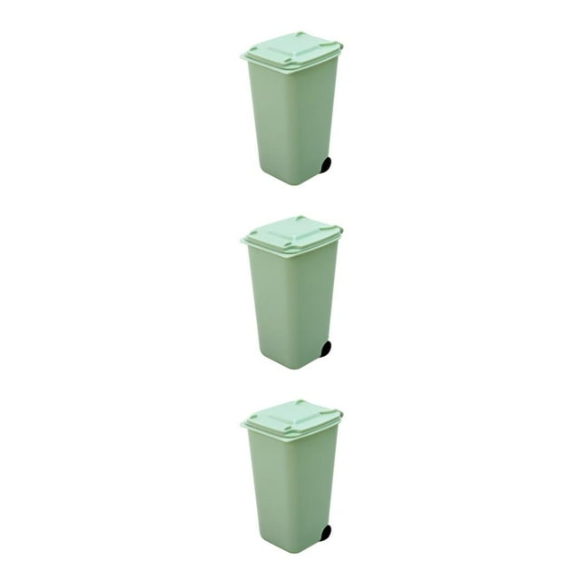 Transemion Plastic Waste Bins With Lid - Durable And Practical Suitable For All Ages Small And Exquisite green 3Set