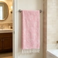 thumbnail image 1 of Toalla multiusos rosa de baño y playa con flecos, altamente absorbente, de secado rápido, 180x100 cm, de algodón y poliéster, para viajes y gimnasio., 1 of 6