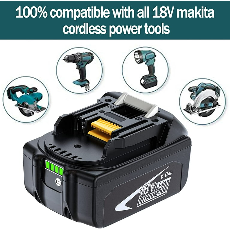 2-Pack 6.0Ah BL1860B Replacement for Makita 18v Battery 18 Volt