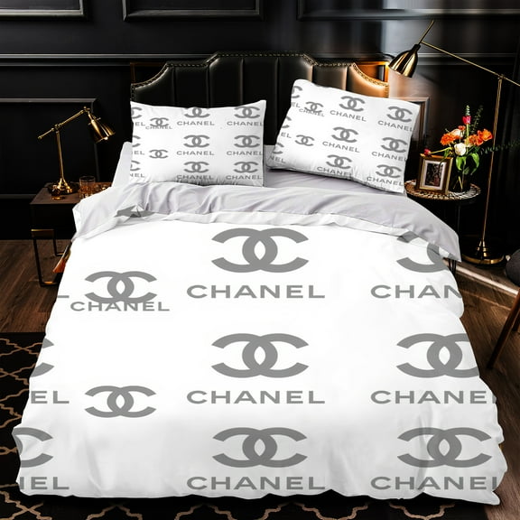 3-Piece Duvet Cover Set - Elegant White & Gray Bedding Luxurious Modern Bedroom Decor