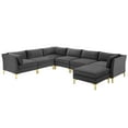 thumbnail image 1 of Sectional Sofa Set, Velvet, Grey Gray, Modern Contemporary Urban Design, Living Lounge Room Hotel Lobby Hospitality, 1 of 10