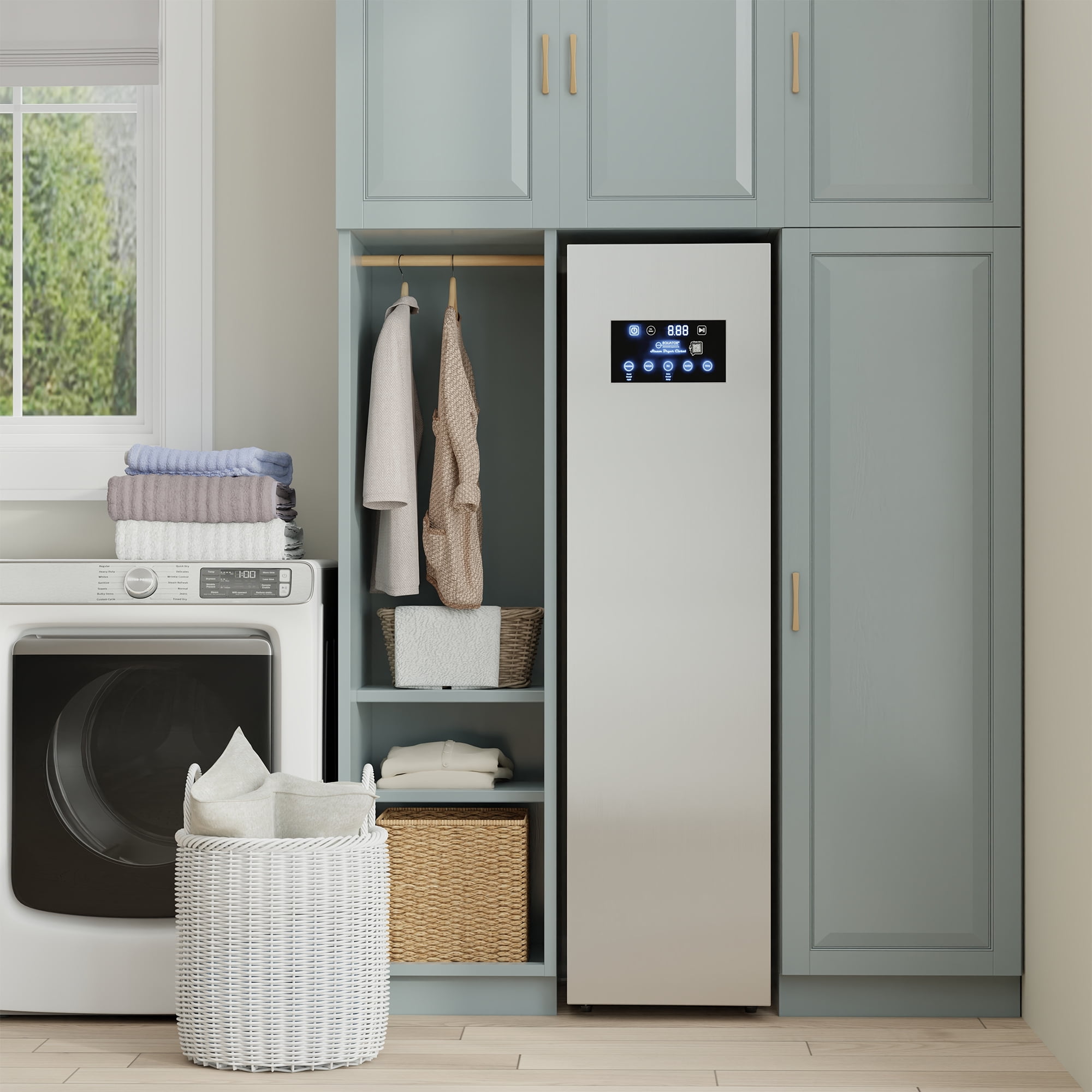 Equator Steam Dryer Closet REMOVE WRINKLES Sanitize Deodorize Refresh Slim110V