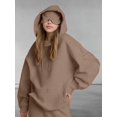 thumbnail image 5 of Women Hoodies with Eye Mask Oversized Long Sleeve Comfy Casual Basic Pullover Sweatshirts Fall Outfits Y2K Clothes Camel Color 4XL, 5 of 8