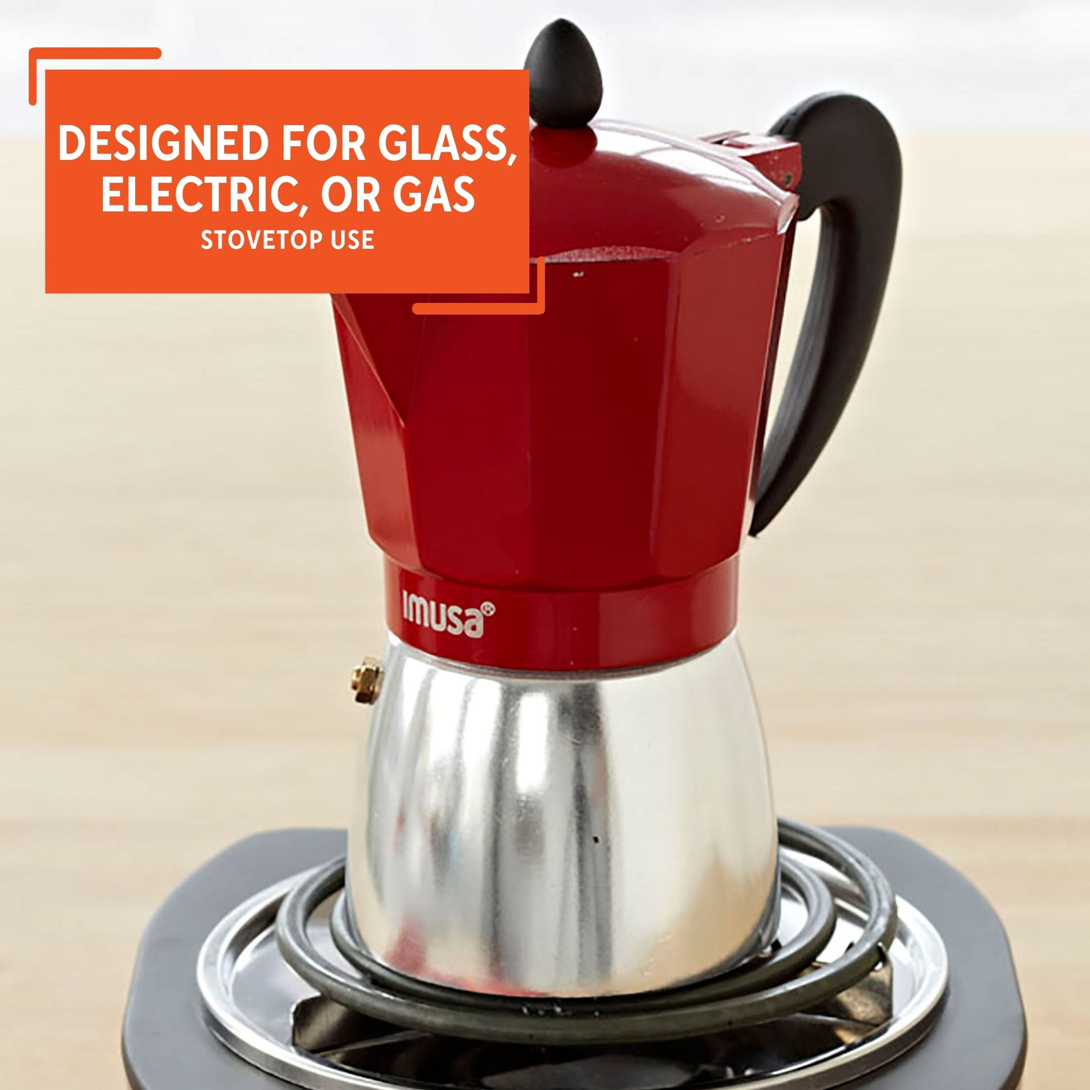 IMUSA IMUSA Electric Moka Maker 3 cup & 6 cup 480 Watts, Red