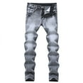 thumbnail image 1 of TIMIFIS Jeans pour Hommes Coupe Classique Régulière Jean en Coton Tendance Mode Micro Élastique Coupe Ajustée à Cordon Élastique Petite Jambe Droite-Grayfall, 1 of 1