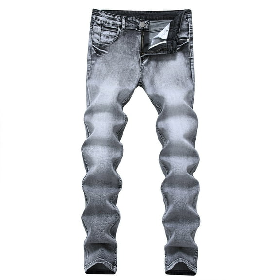 Herrnalise Men's Joggers Cargo Pants Fashion Trend Micro Elastic Slim Tie Elastic Small Straight Leg Ripped Denim Pants for Men For Gray,L