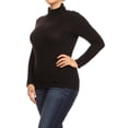 thumbnail image 2 of Women's Solid Long Sleeve Turtleneck Lightweight Pullover Plus Size Top Sweater, 2 of 5
