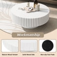 thumbnail image 3 of Noble House 31.5" Round Fluted Drum Coffee Table, Solid Wood Modern Center Table for Living Room, Retro White, 3 of 9